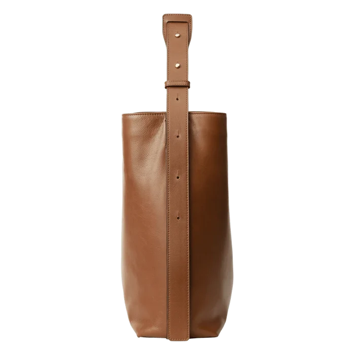 Signature Caramel Bucket Tote Bag (Medium Brown)