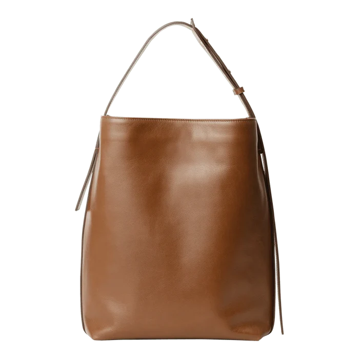 Signature Caramel Bucket Tote Bag (Medium Brown)