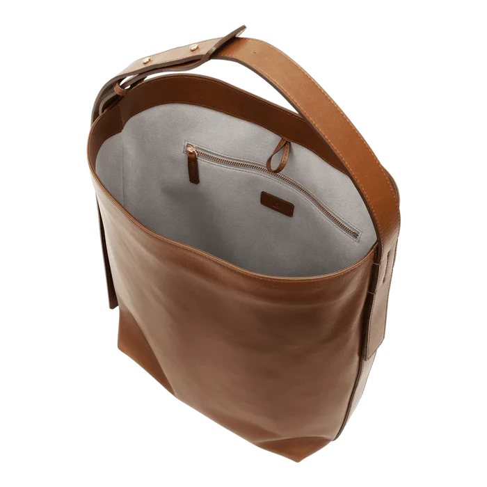 Signature Caramel Bucket Tote Bag (Medium Brown)