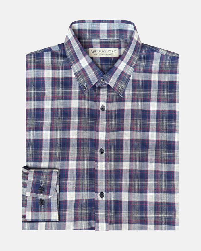 Simon Cotton Button Down Check Shirt