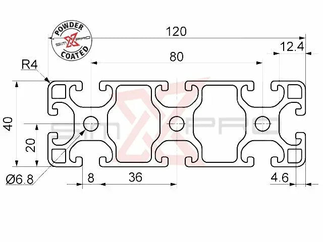 SimXPro 40x120 profile Black - Sim Race Webshop B.V.