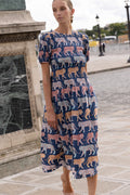Smocked Drop Waist Maxi- Raj Navy