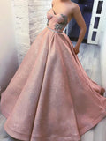Sparkly Sweetheart Strapless Rhinestones A-line Dusty Pink Prom Ball Gown, Evening Gown, PD00146