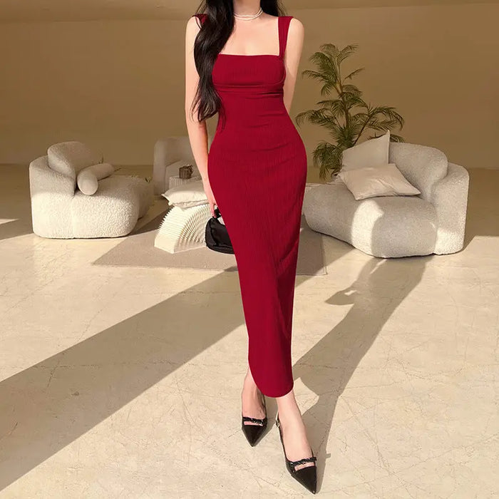 Knitted Bodycon Square Neck Dress fashionnsio