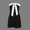 Bow Button Tube Mini Dress fashionnsio