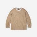 STRIPE RELAXED LONG SLEEVE T-SHIRT - BEIGE