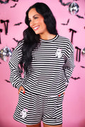 Striped Embroidered Ghost Short Set