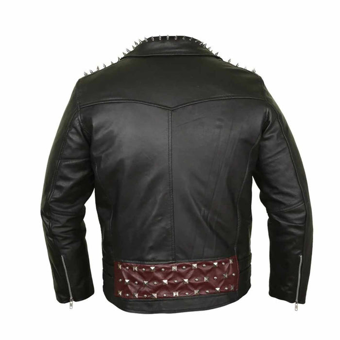 Studded Leather Jackets for Men With Red Lining