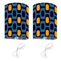 Sunburst Retro Linen Shade Wall Sconces - Midcentury Plug-in Lamp Set of 2 - US Plug - retro wall sconces