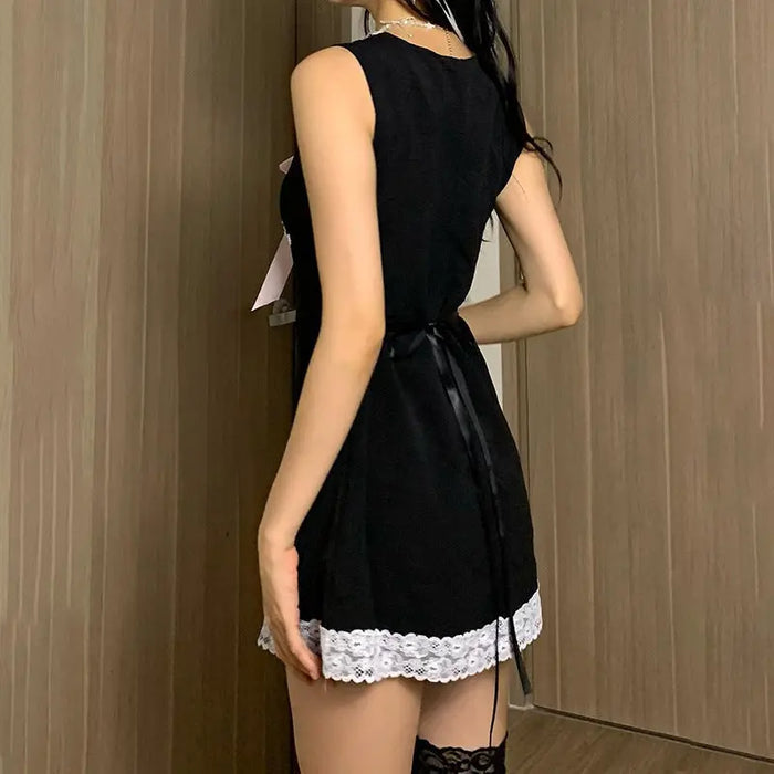 Sweet Bow Lace Mini Dress fashionnsio