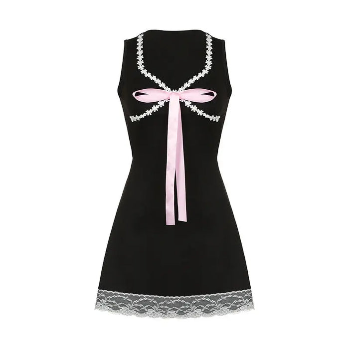 Sweet Bow Lace Mini Dress fashionnsio