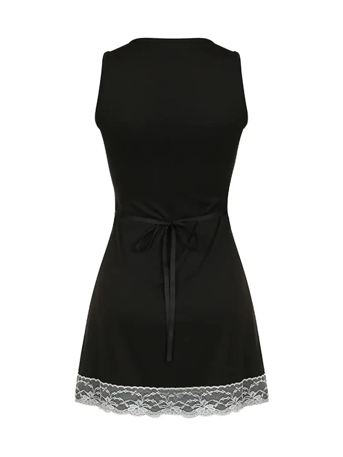 Sweet Bow Lace Mini Dress fashionnsio