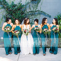 Teal Chiffon Halter Maxi Simple Bridesmaid Dresses For Summer Wedding, AB1216