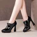 Block-heel Deep Patent Leather Low-top High Heels BadAssWear.fi