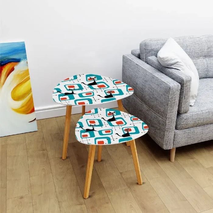 Triangle 60s Retro Tripod Nesting Table Set Cat Geometric - One Size - retro nesting tables