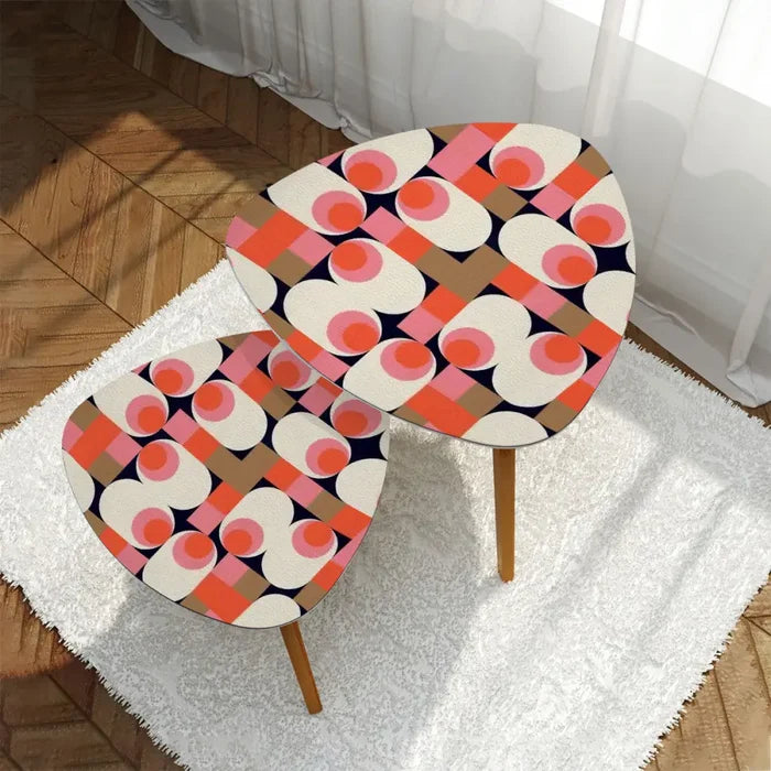 Triangle 60s Retro Tripod Nesting Table Set Funky Pink - One Size - retro nesting tables