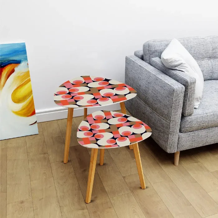 Triangle 60s Retro Tripod Nesting Table Set Funky Pink - One Size - retro nesting tables