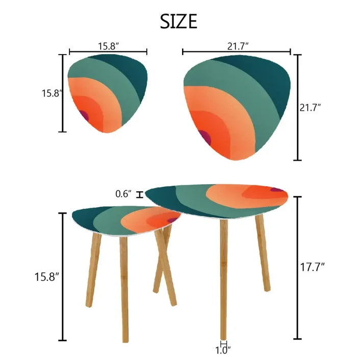 Triangle 60s Retro Tripod Nesting Table Set Rainbow - One Size - retro nesting tables