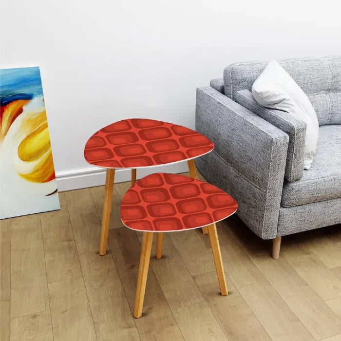 Triangle 60s Retro Tripod Nesting Table Set Red Geometric - One Size - retro nesting tables
