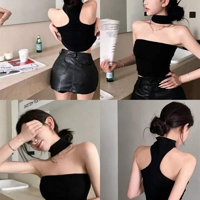 Turtleneck Strapless Tube Top fashionnsio
