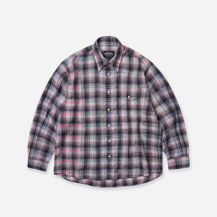 UNEVEN CHECKED SHIRT - PINK