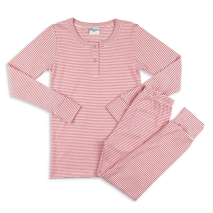 Unisex Pima Loungewear Set - Red Stripe