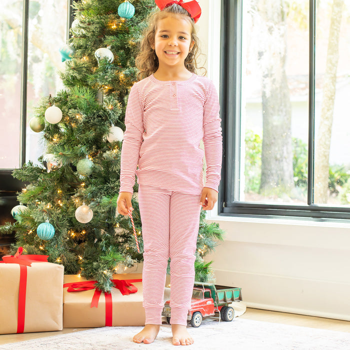Unisex Pima Loungewear Set - Red Stripe