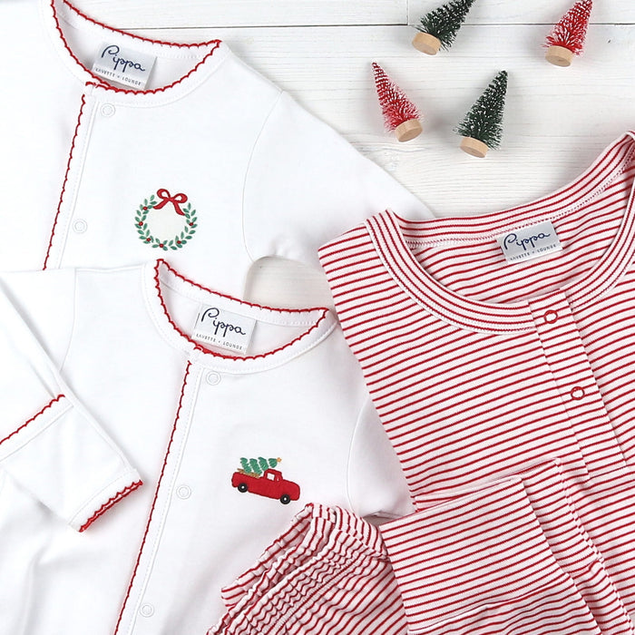 Unisex Pima Loungewear Set - Red Stripe