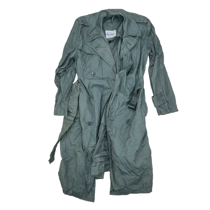 US Army 1970s Green Raincoat - 36R, Small - US Army Surplus - Rain Jackets