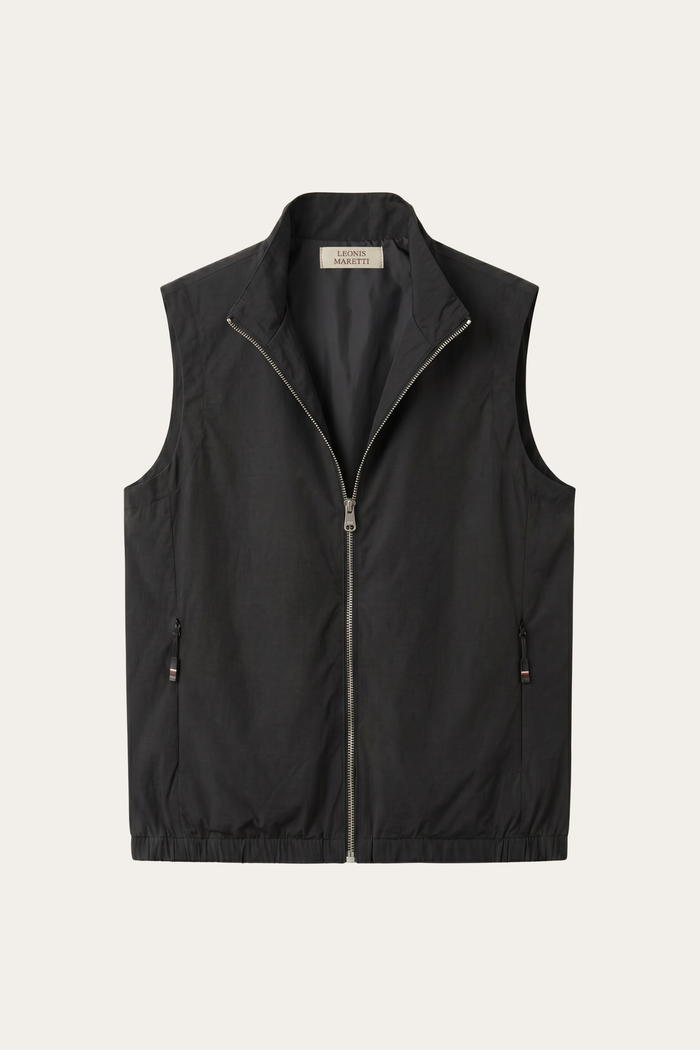 Valeno Stand-Collar Zip Vest Black