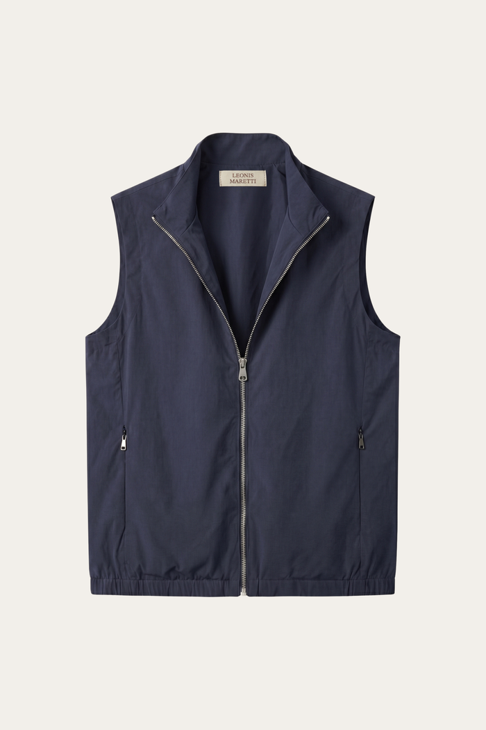 Valeno Stand-Collar Zip Vest Navy Blue
