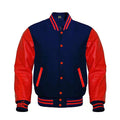 Varsity Jacket Navy Wool Body Genuine Red Leather jacket Leather Outlet