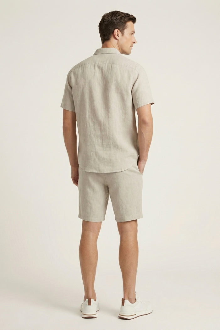 Verona Linen Shirt & Shorts Beige
