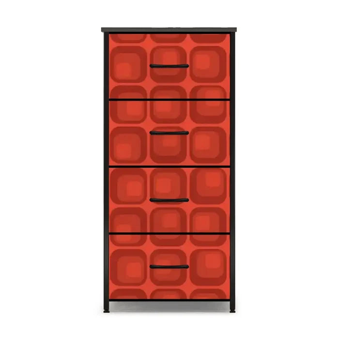 Vintage Retro Dresser: Red Black Midcentury Modern Cabinet - One Size - retro dresser