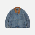 WASHED DENIM TRUCKER JACKET - BLUE