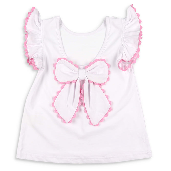 White Bow Back Top