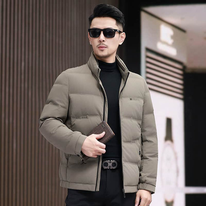 White Duck Down Business Casual Thickening Warm-keeping And Cold-proof Stand Collar Coat BadAssWear.fi