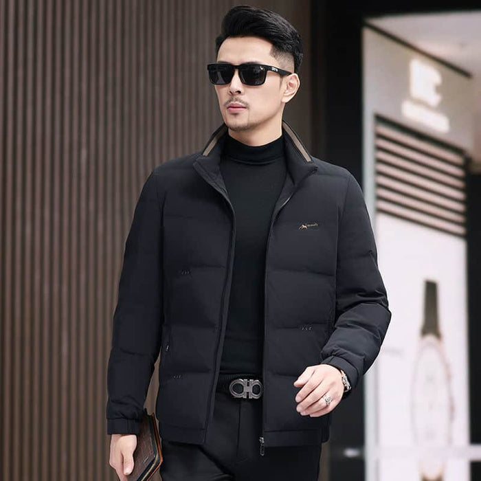 White Duck Down Business Casual Thickening Warm-keeping And Cold-proof Stand Collar Coat BadAssWear.fi