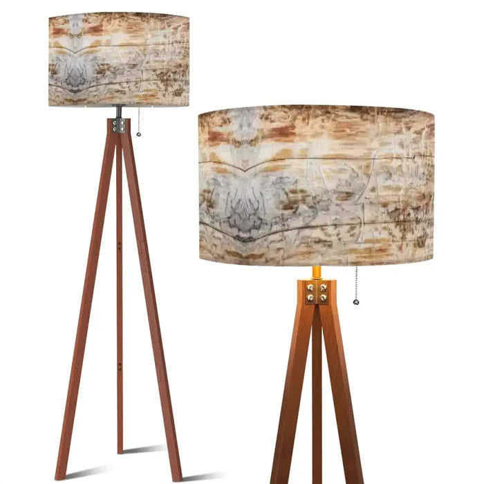 White Gray Brown Wooden Tripod Floor Lamp - Scandinavian Retro LED Light - US Plug - retro floor lamps