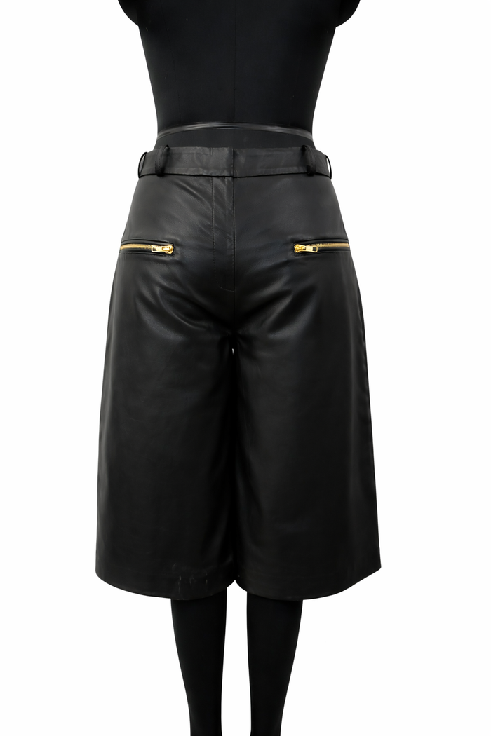 Women Genuine Lambskin Leather Culottes