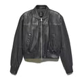 Women New Black Leather bomber jacket