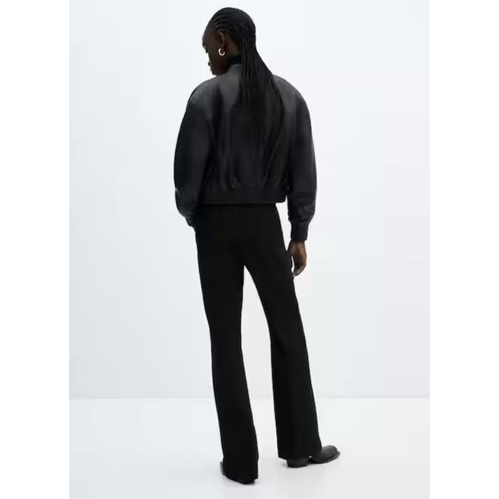 Women New Black Leather bomber jacket