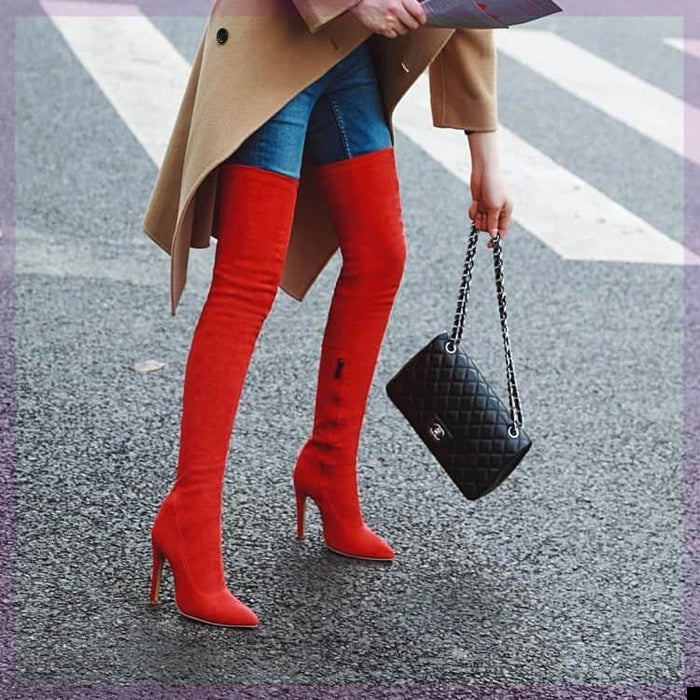 Women Stretch Knee Big Red Boots BadAssWear.fi