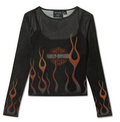 Women's Flames For Days Mesh Top - Harley Black