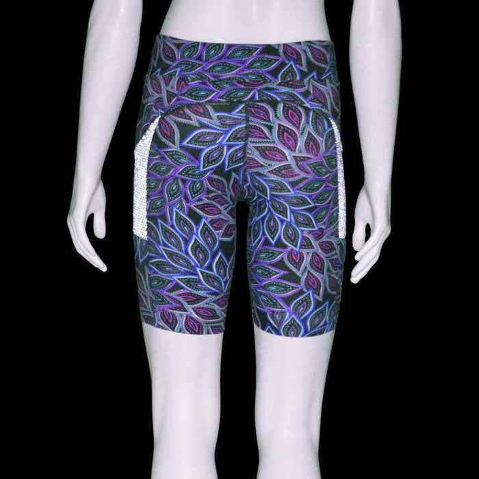 Women's Jammer Mid-length Reflective Running Short in Feather Print