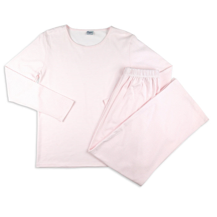 Womens Pima Loungewear Set - Pink Stripe