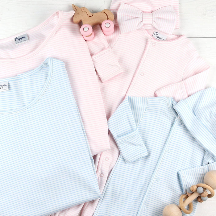 Womens Pima Loungewear Set - Pink Stripe