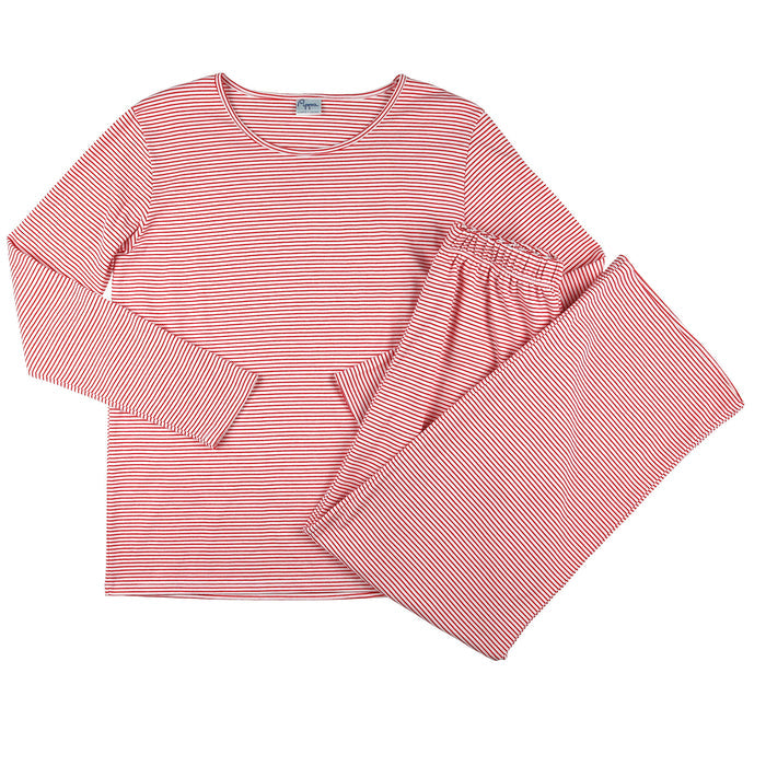 Womens Pima Loungewear Set - Red Stripe