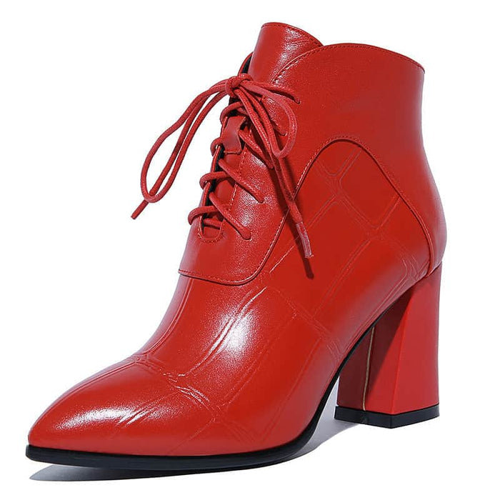 All-match thick heel leather boots high heel boots women BadAssWear.fi