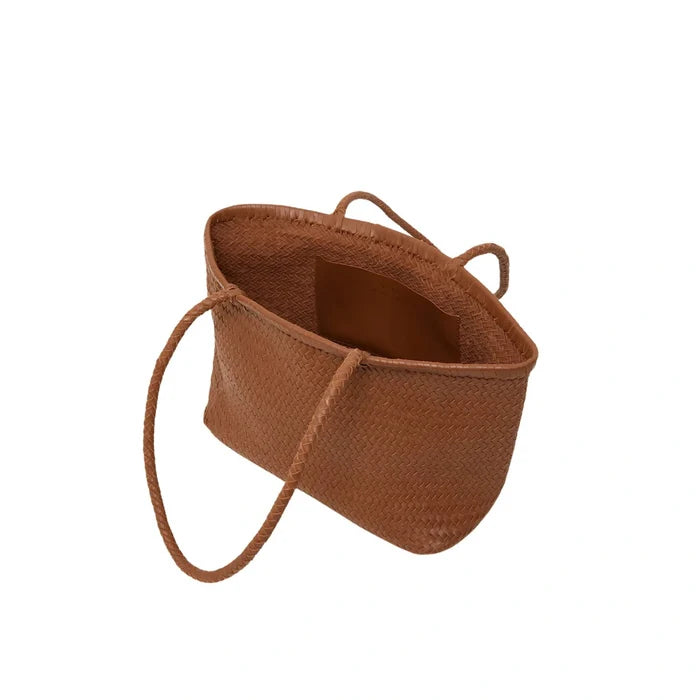 Woven Leather Mesh Tote Bag
